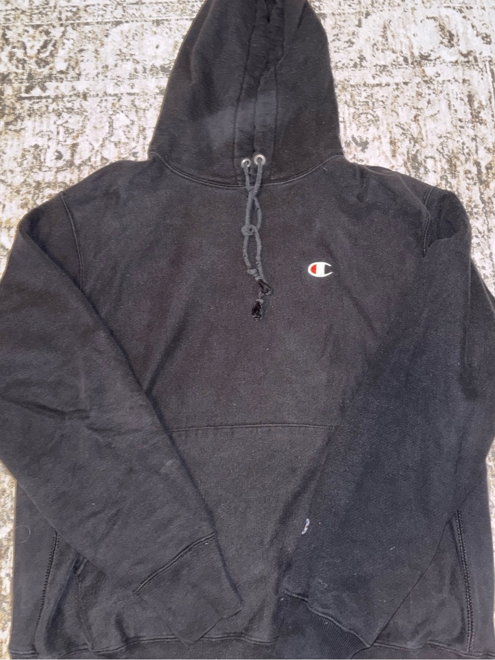Champion Black Crewneck Logo Hoodie